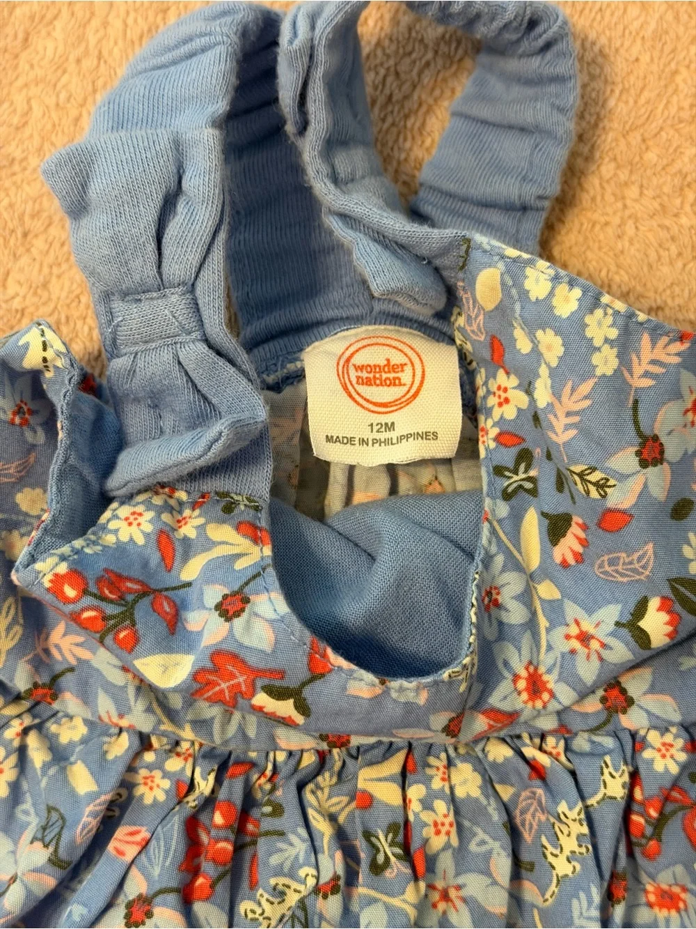 Wonder Nation Blue Floral Peplum Top & Pants Matching Set